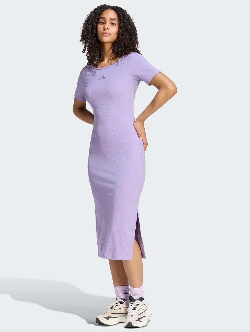 Adidas Kit Small Logo Rib Dress Magic Lilac Bnwt
